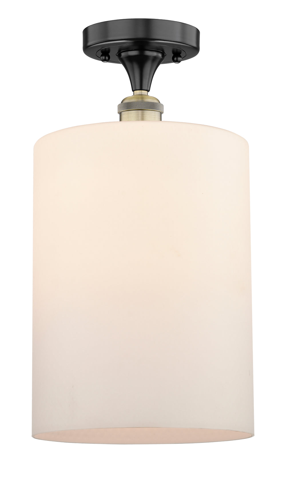 Innovations Lighting Cobbleskill 9" Semi-Flush Mount - Black Antique Brass Ceiling Semi Flush Mounts Innovations Lighting Matte White ; Glass Type: White; Water  