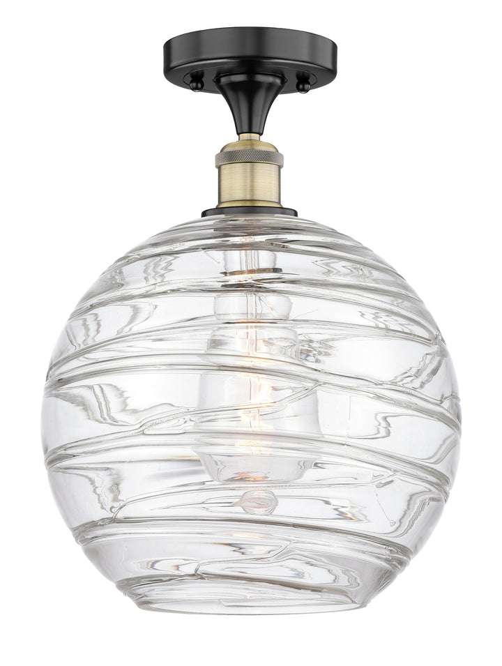 Innovations Lighting Athens Deco Swirl 12" Semi-Flush Mount - Black Antique Brass Ceiling Semi Flush Mounts Innovations Lighting Clear Deco Swirl ; Glass Type: Transparent  