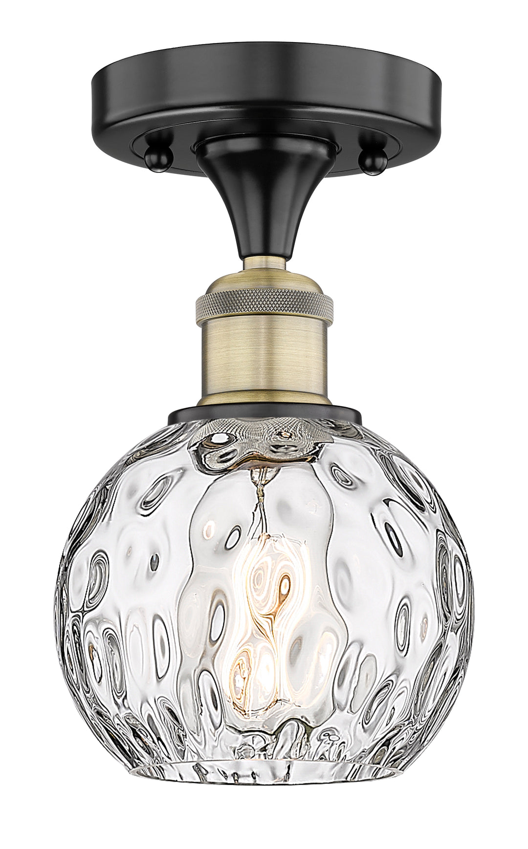 Innovations Lighting Athens Water Glass 6" Semi-Flush Mount - Black Antique Brass Ceiling Semi Flush Mounts Innovations Lighting Clear Water Glass ; Glass Type: Clear  