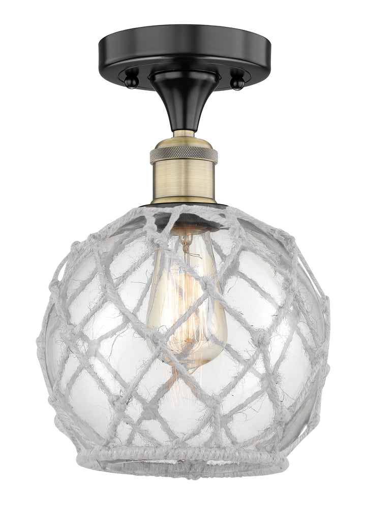 Innovations Lighting Farmhouse Rope 8" Semi-Flush Mount - Black Antique Brass