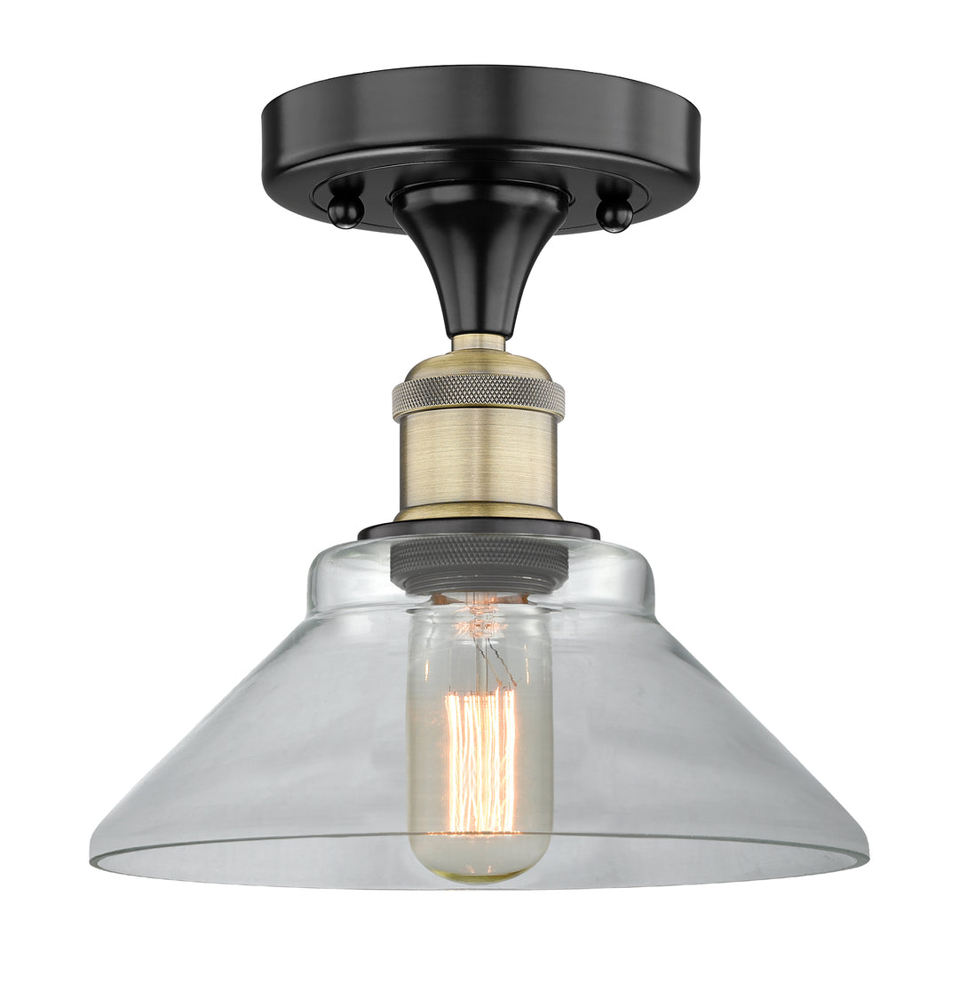 Innovations Lighting Orwell 9" Flush Mount - Black Antique Brass Ceiling Flush Mounts Innovations Lighting Clear ; Glass Type: Clear  