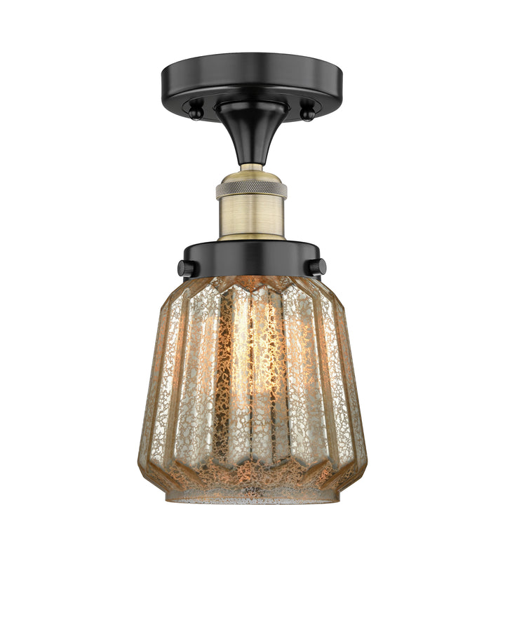 Innovations Lighting Chatham 6" Semi-Flush Mount - Black Antique Brass Ceiling Semi Flush Mounts Innovations Lighting Mercury ; Glass Type: Mercury; Ribbed  