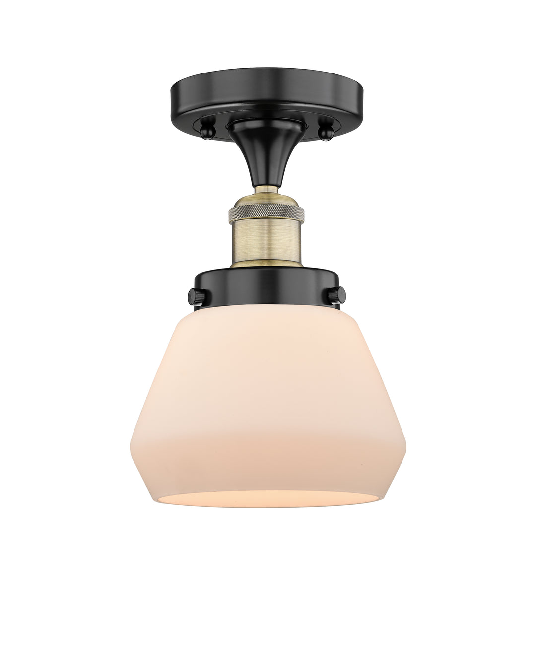 Innovations Lighting Fulton 7" Semi-Flush Mount - Black Antique Brass Ceiling Semi Flush Mounts Innovations Lighting Matte White ; Glass Type: Frosted  