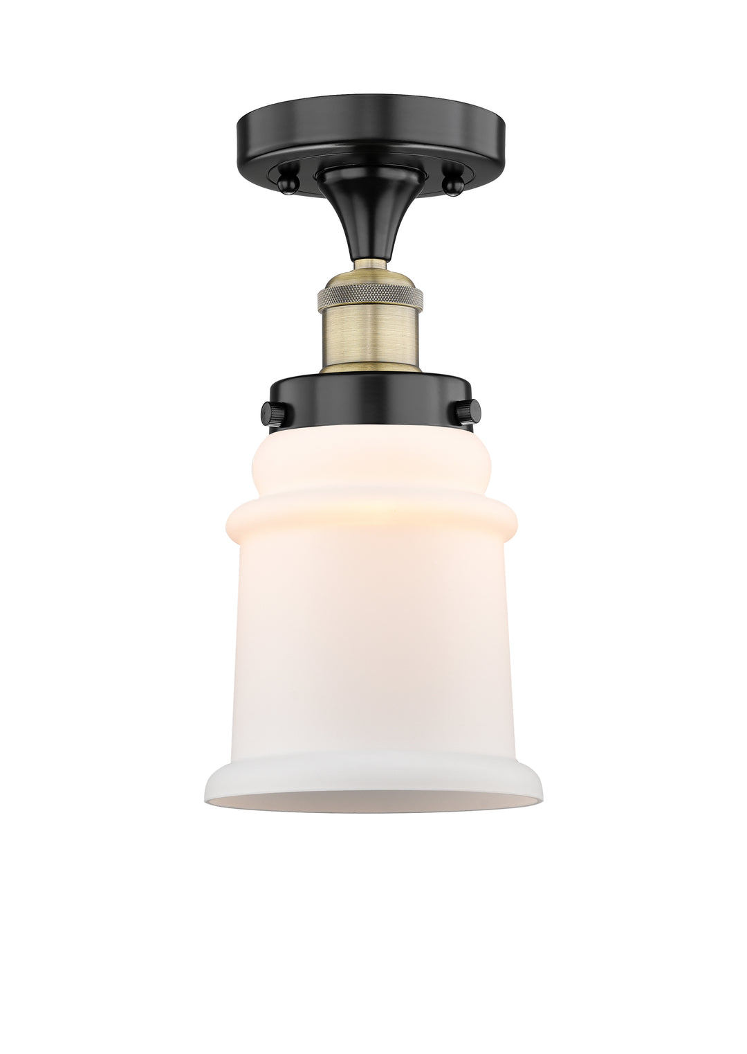 Innovations Lighting Canton 6" Semi-Flush Mount - Black Antique Brass Ceiling Semi Flush Mounts Innovations Lighting Matte White ; Glass Type: Frosted  