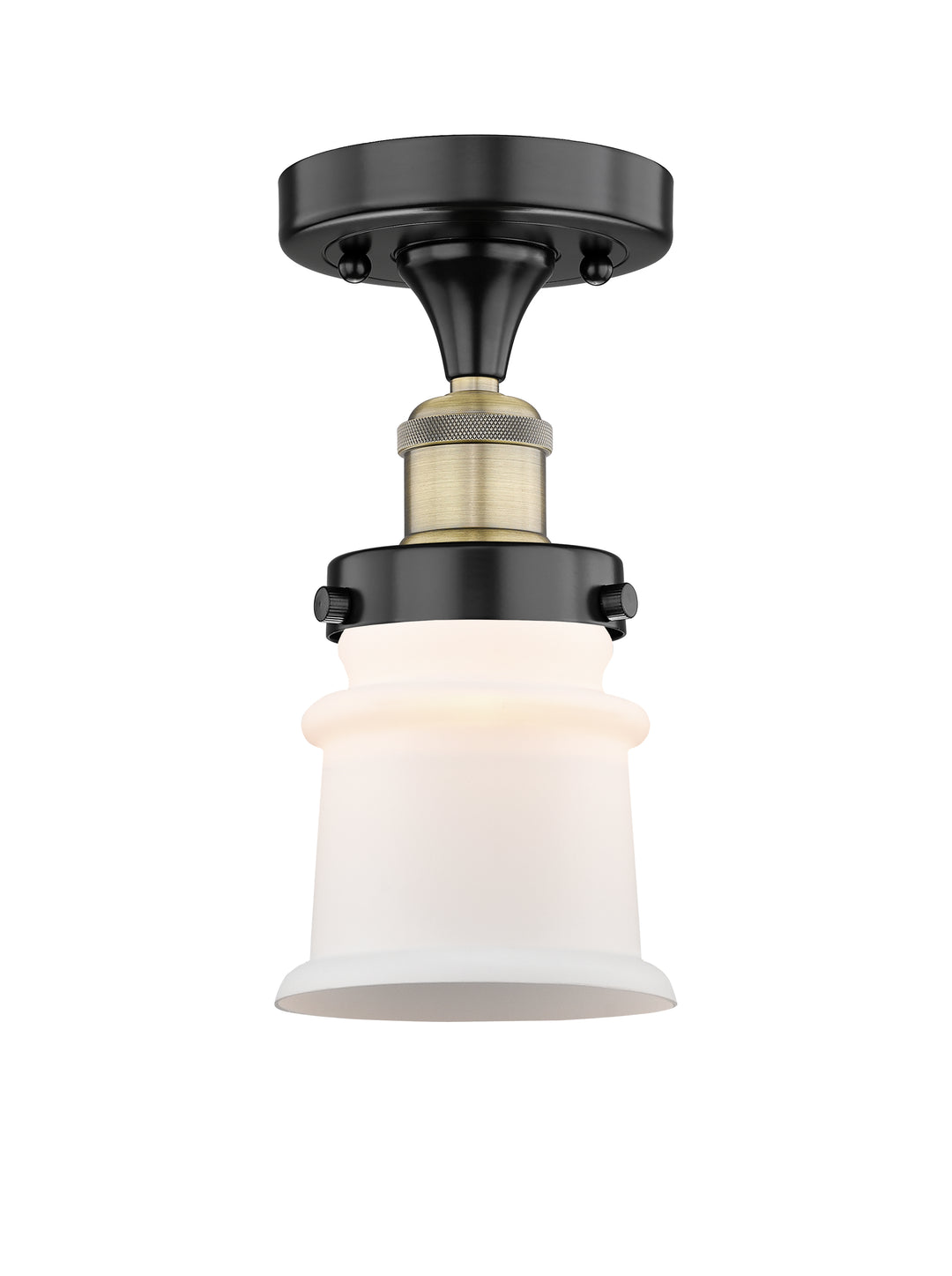 Innovations Lighting Canton 5" Semi-Flush Mount - Black Antique Brass Ceiling Semi Flush Mounts Innovations Lighting Matte White ; Glass Type: Frosted  