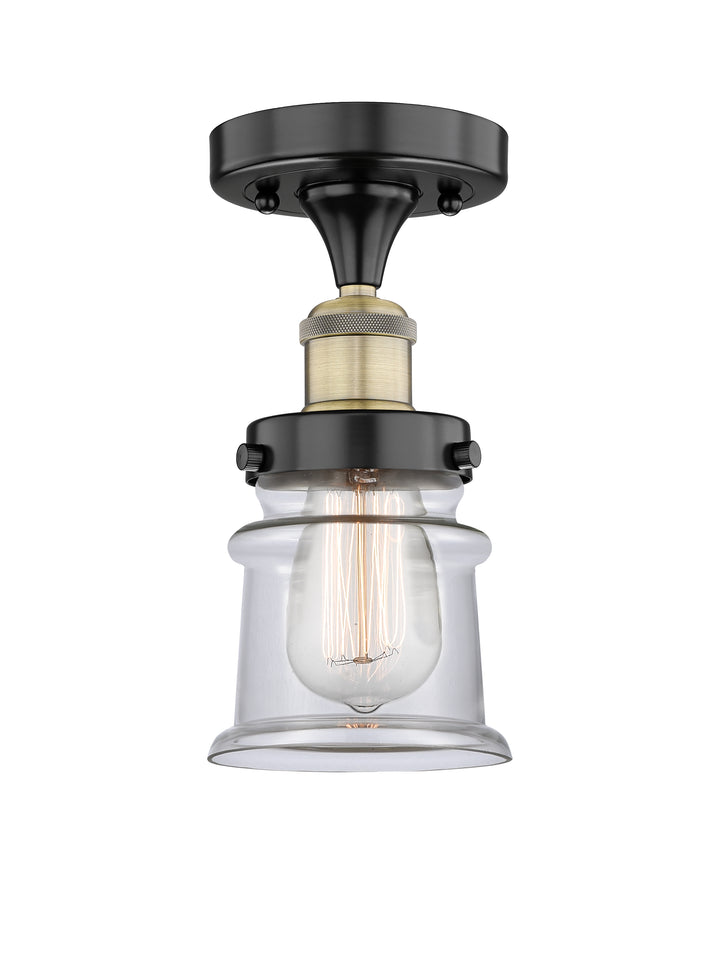 Innovations Lighting Canton 5" Semi-Flush Mount - Black Antique Brass Ceiling Semi Flush Mounts Innovations Lighting Clear ; Glass Type: Transparent  