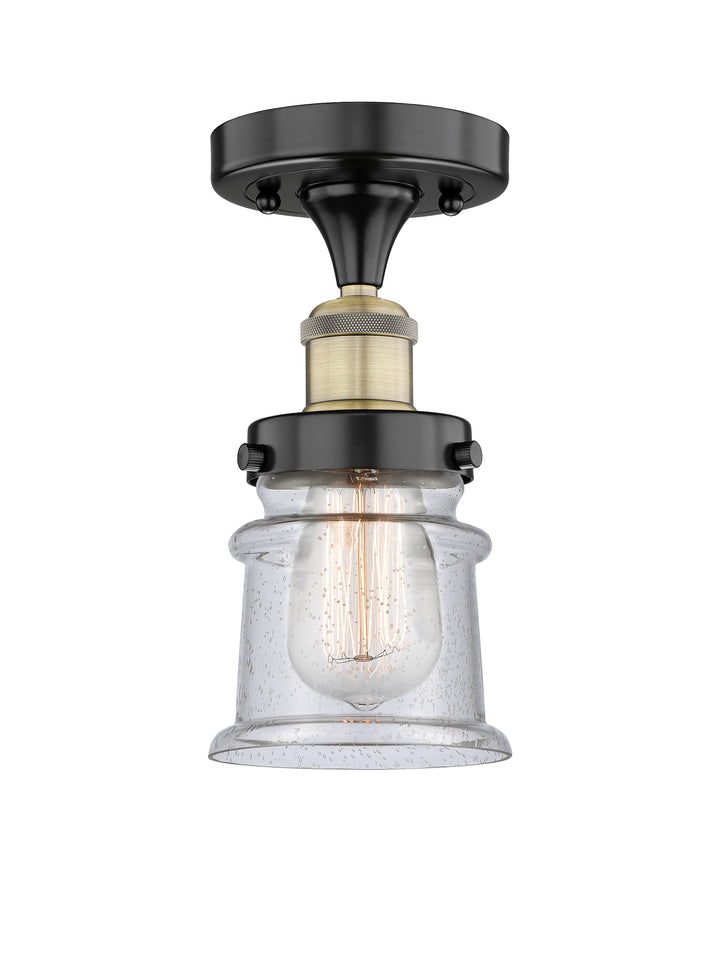 Innovations Lighting Canton 5" Semi-Flush Mount - Black Antique Brass Ceiling Semi Flush Mounts Innovations Lighting Seedy ; Glass Type: Seeded  