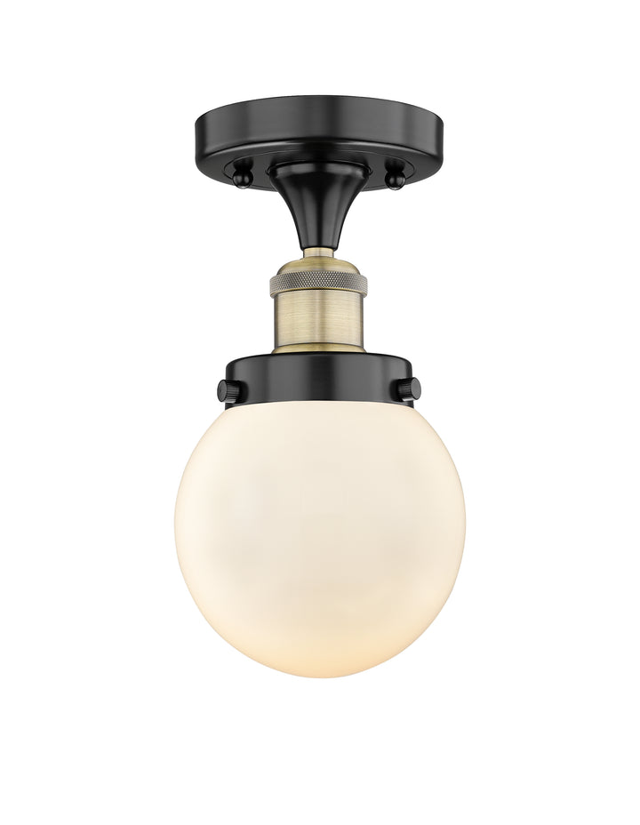 Innovations Lighting Beacon 6" Semi-Flush Mount - Black Antique Brass Ceiling Semi Flush Mounts Innovations Lighting Matte White ; Glass Type: Frosted  