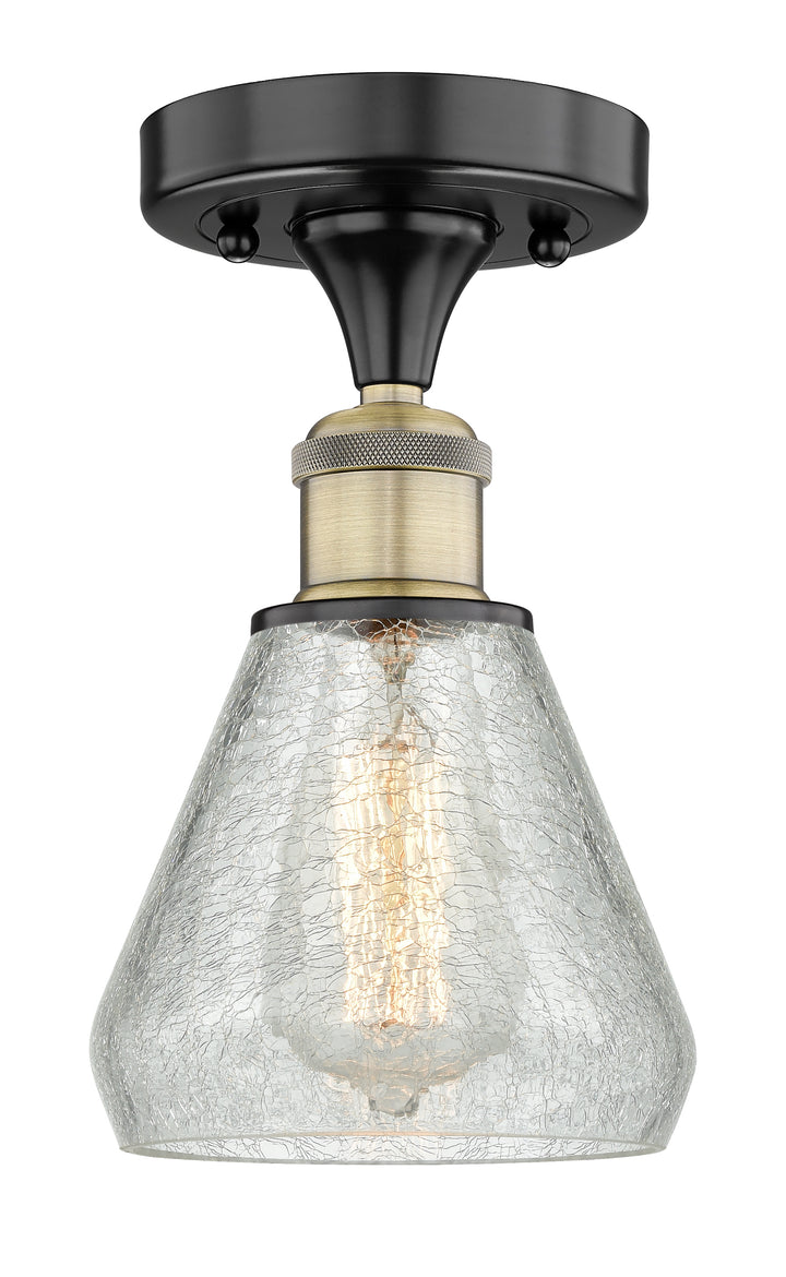 Innovations Lighting Conesus 6" Flush Mount - Black Antique Brass Ceiling Flush Mounts Innovations Lighting Clear Crackle ; Glass Type: Crackled  