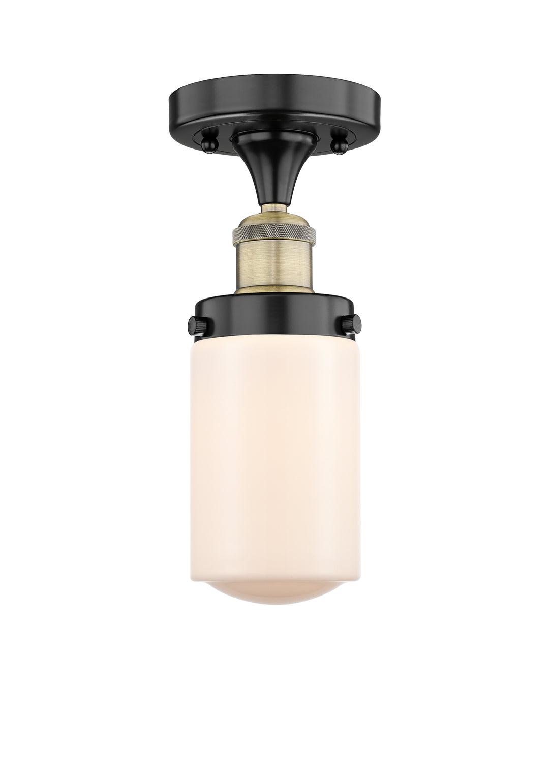 Innovations Lighting Dover 4.5" Semi-Flush Mount - Black Antique Brass Ceiling Semi Flush Mounts Innovations Lighting Matte White ; Glass Type: Frosted  