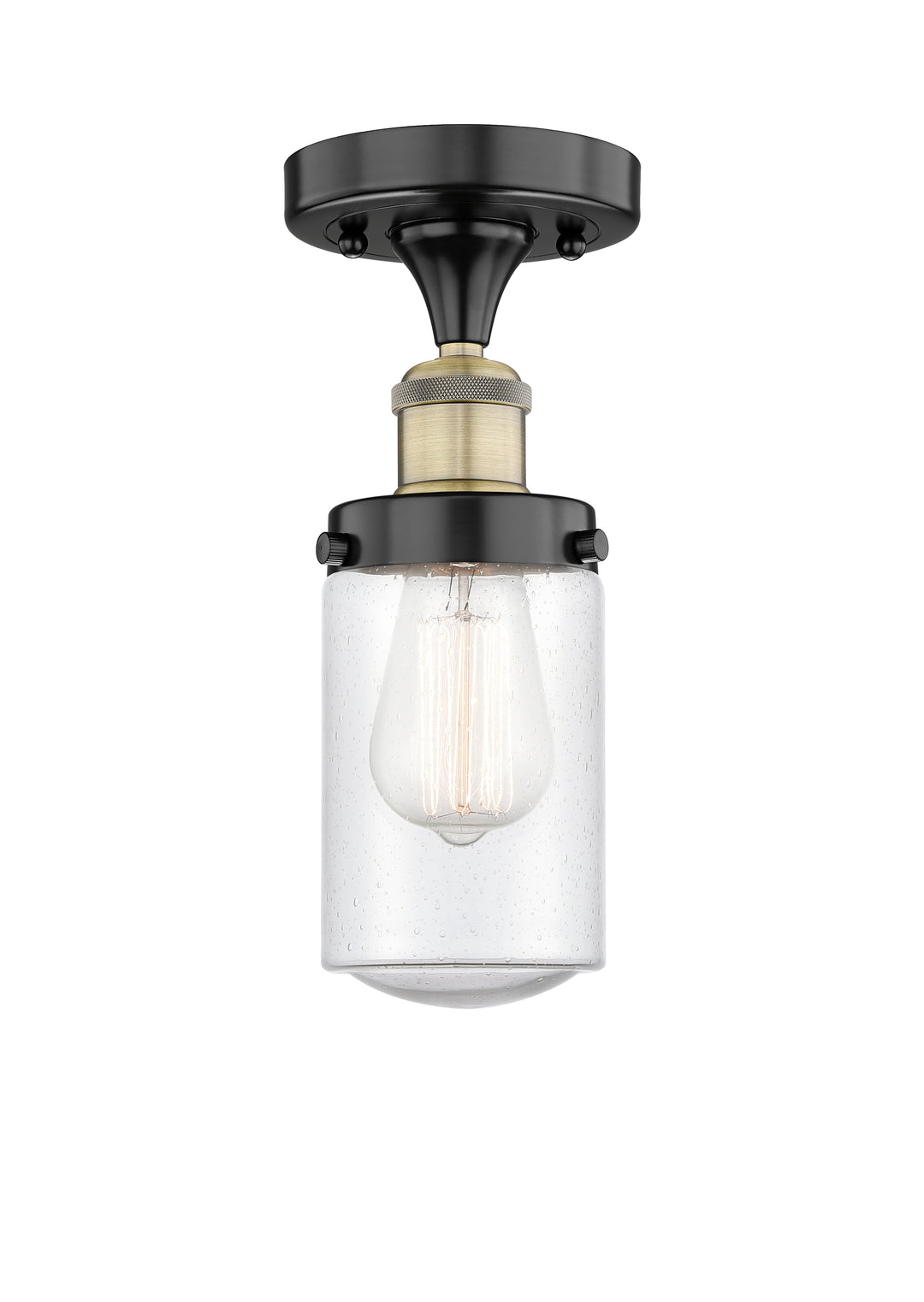 Innovations Lighting Dover 4.5" Semi-Flush Mount - Black Antique Brass Ceiling Semi Flush Mounts Innovations Lighting Seedy ; Glass Type: Seedy; Ribbed  