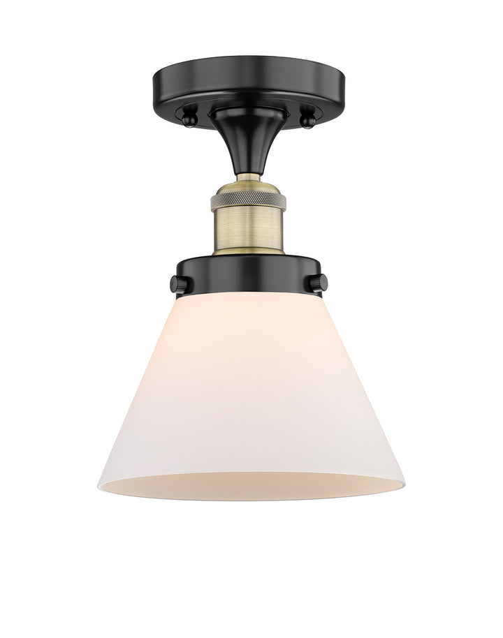 Innovations Lighting Cone 8" Semi-Flush Mount - Black Antique Brass Ceiling Semi Flush Mounts Innovations Lighting Matte White ; Glass Type: Frosted  