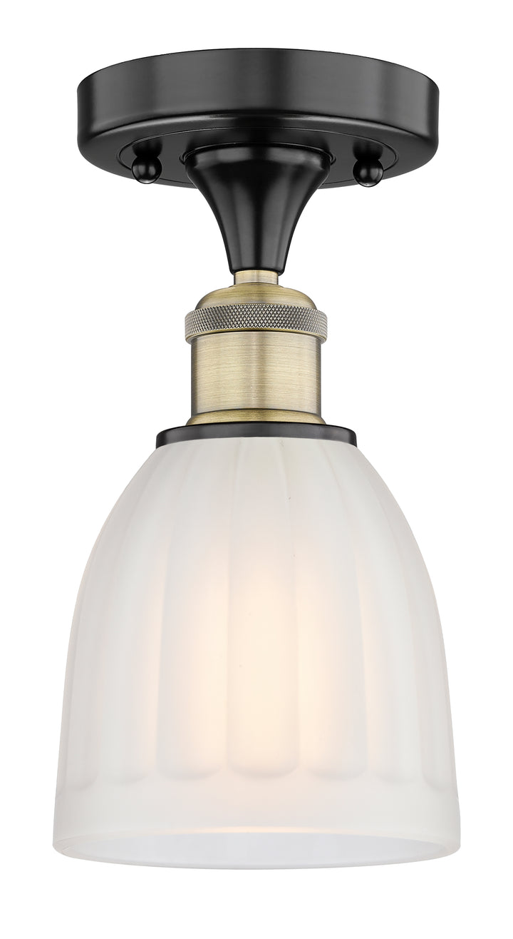 Innovations Lighting Brookfield 6" Semi-Flush Mount - Black Antique Brass Ceiling Semi Flush Mounts Innovations Lighting White ; Glass Type: Frosted; Ribbed  