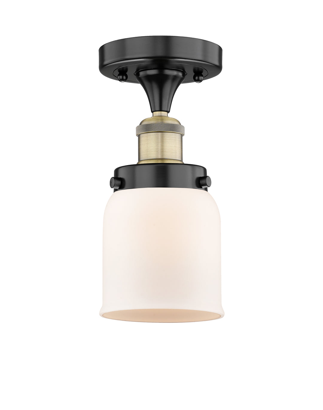 Innovations Lighting Bell 5" Semi-Flush Mount - Black Antique Brass Ceiling Semi Flush Mounts Innovations Lighting Matte White ; Glass Type: Frosted  