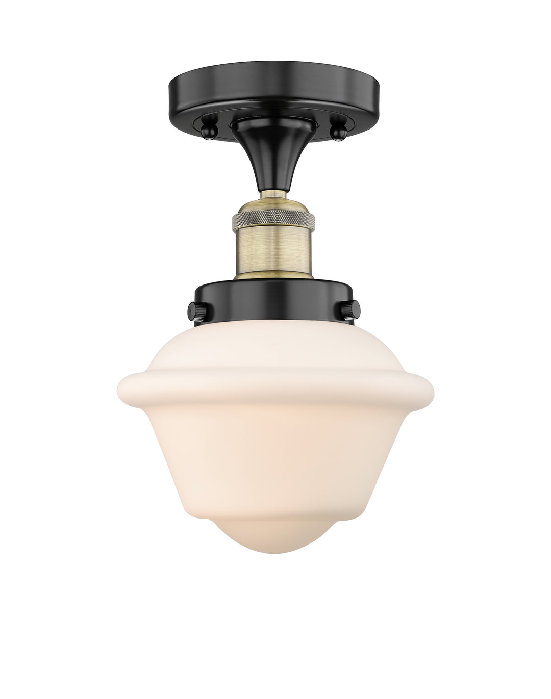 Innovations Lighting Oxford 7.5" Semi-Flush Mount - Black Antique Brass Ceiling Semi Flush Mounts Innovations Lighting Matte White ; Glass Type: Frosted; Ribbed  