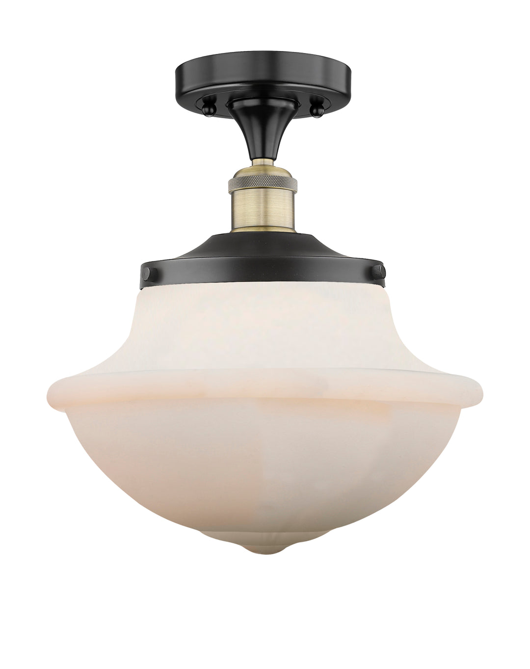 Innovations Lighting Oxford 12" Semi-Flush Mount - Black Antique Brass Ceiling Semi Flush Mounts Innovations Lighting Matte White ; Glass Type: Frosted  