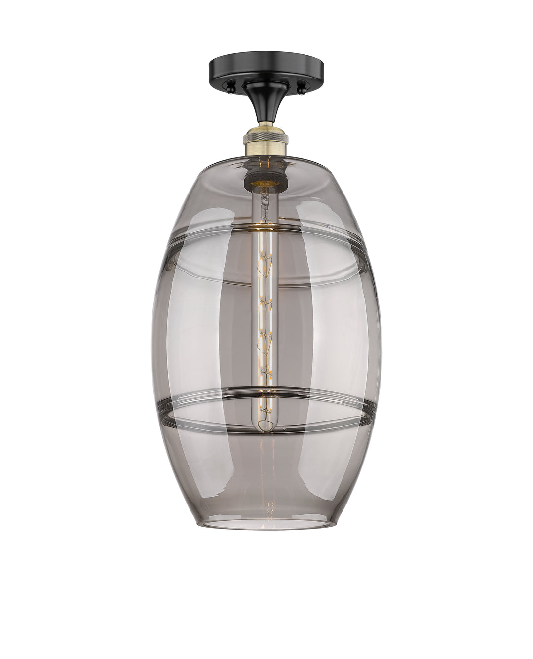 Innovations Lighting Vaz 10" Semi-Flush Mount - Black Antique Brass Ceiling Semi Flush Mounts Innovations Lighting Light Smoke ; Glass Type: Smoked  