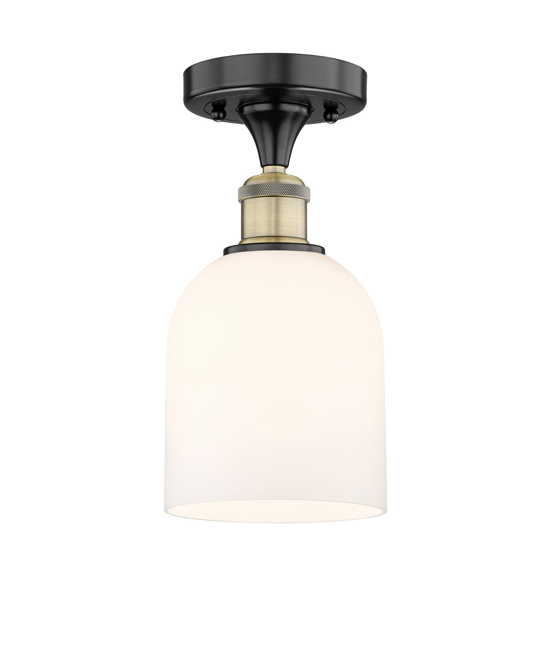 Innovations Lighting Bella 6" Semi-Flush Mount - Black Antique Brass Ceiling Semi Flush Mounts Innovations Lighting White ; Glass Type: White  