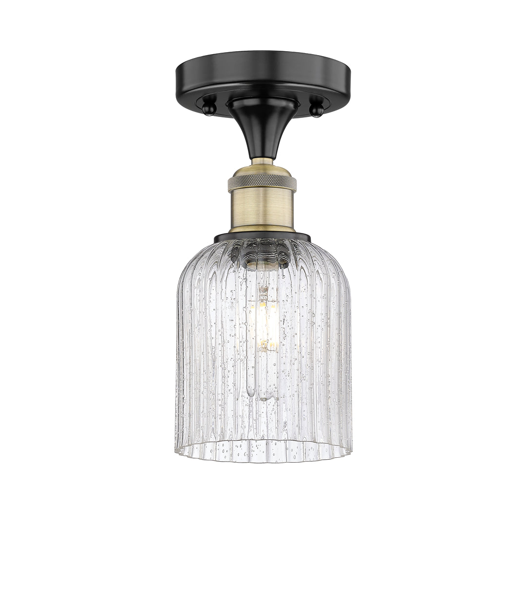 Innovations Lighting Bridal Veil 5" Semi-Flush Mount - Black Antique Brass Ceiling Semi Flush Mounts Innovations Lighting Seedy ; Glass Type: Seedy; Ribbed  