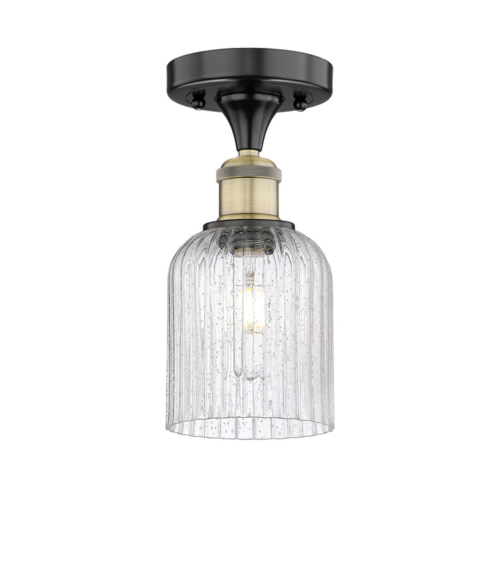 Innovations Lighting Bridal Veil 5" Semi-Flush Mount - Black Antique Brass Ceiling Semi Flush Mounts Innovations Lighting Seedy ; Glass Type: Seedy; Ribbed  