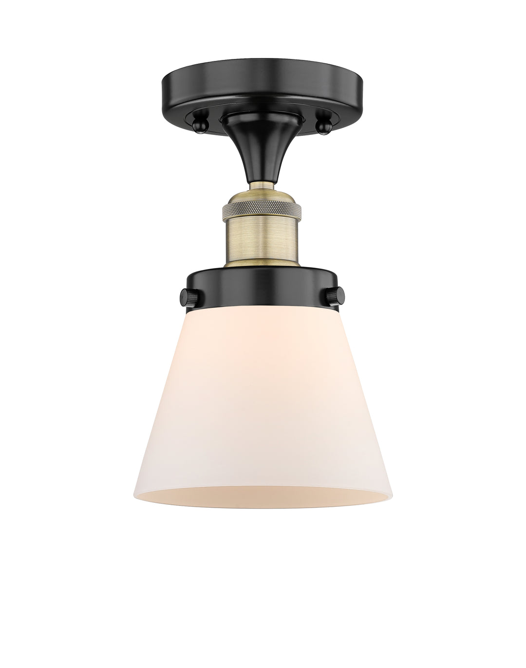 Innovations Lighting Cone 6" Semi-Flush Mount - Black Antique Brass Ceiling Semi Flush Mounts Innovations Lighting Matte White ; Glass Type: Frosted  