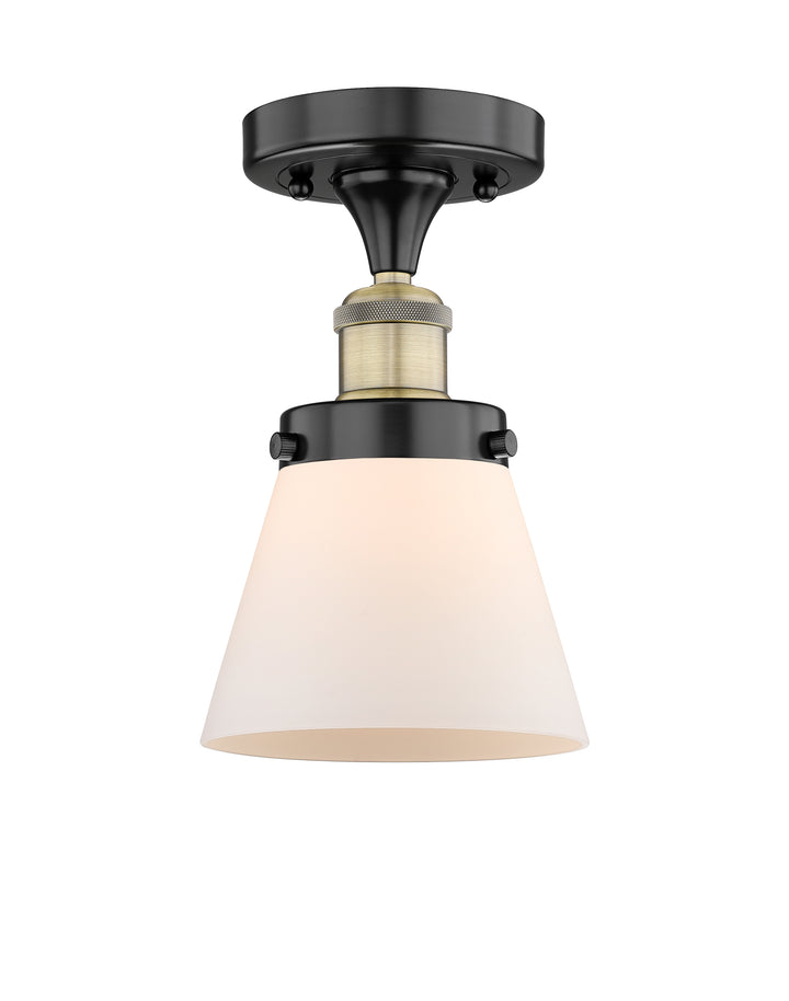 Innovations Lighting Cone 6" Semi-Flush Mount - Black Antique Brass Ceiling Semi Flush Mounts Innovations Lighting Matte White ; Glass Type: Frosted  