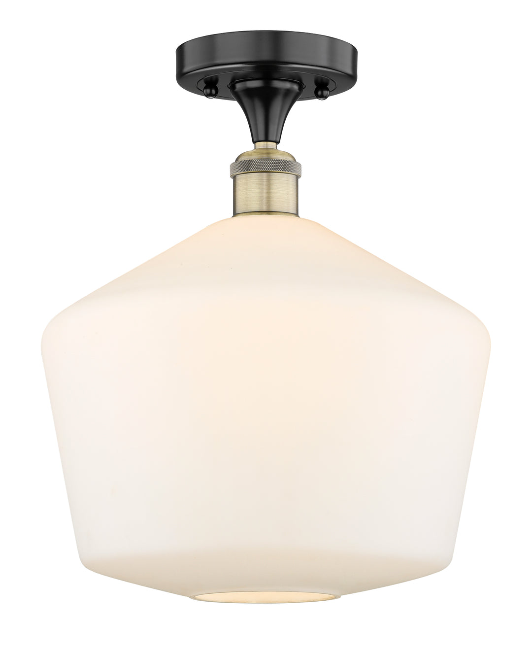 Innovations Lighting Cindyrella 12" Semi-Flush Mount - Black Antique Brass Ceiling Semi Flush Mounts Innovations Lighting Cased Matte White ; Glass Type: White  