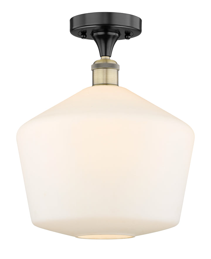 Innovations Lighting Cindyrella 12" Semi-Flush Mount - Black Antique Brass Ceiling Semi Flush Mounts Innovations Lighting Cased Matte White ; Glass Type: White  