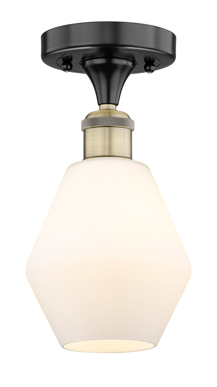 Innovations Lighting Cindyrella 6" Semi-Flush Mount - Black Antique Brass Ceiling Semi Flush Mounts Innovations Lighting Cased Matte White ; Glass Type: White  