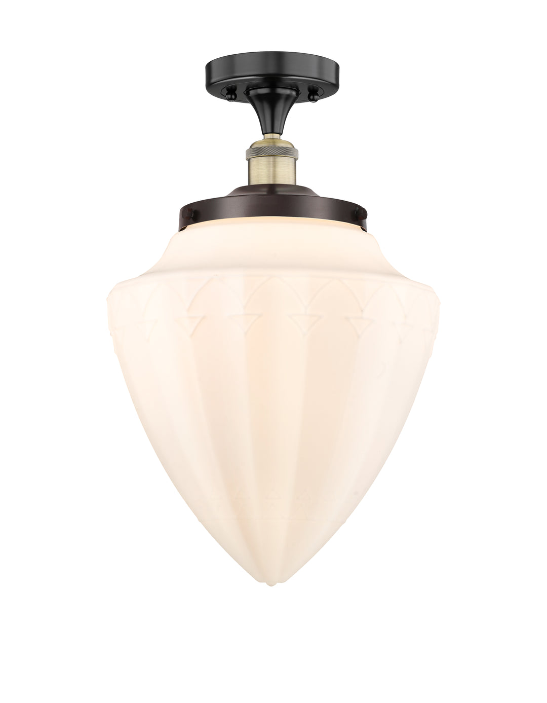 Innovations Lighting Bridgeton 15.75" Semi-Flush Mount Ceiling Semi Flush Mounts Innovations Lighting Black Antique Brass Matte White ; Glass Type: Frosted 