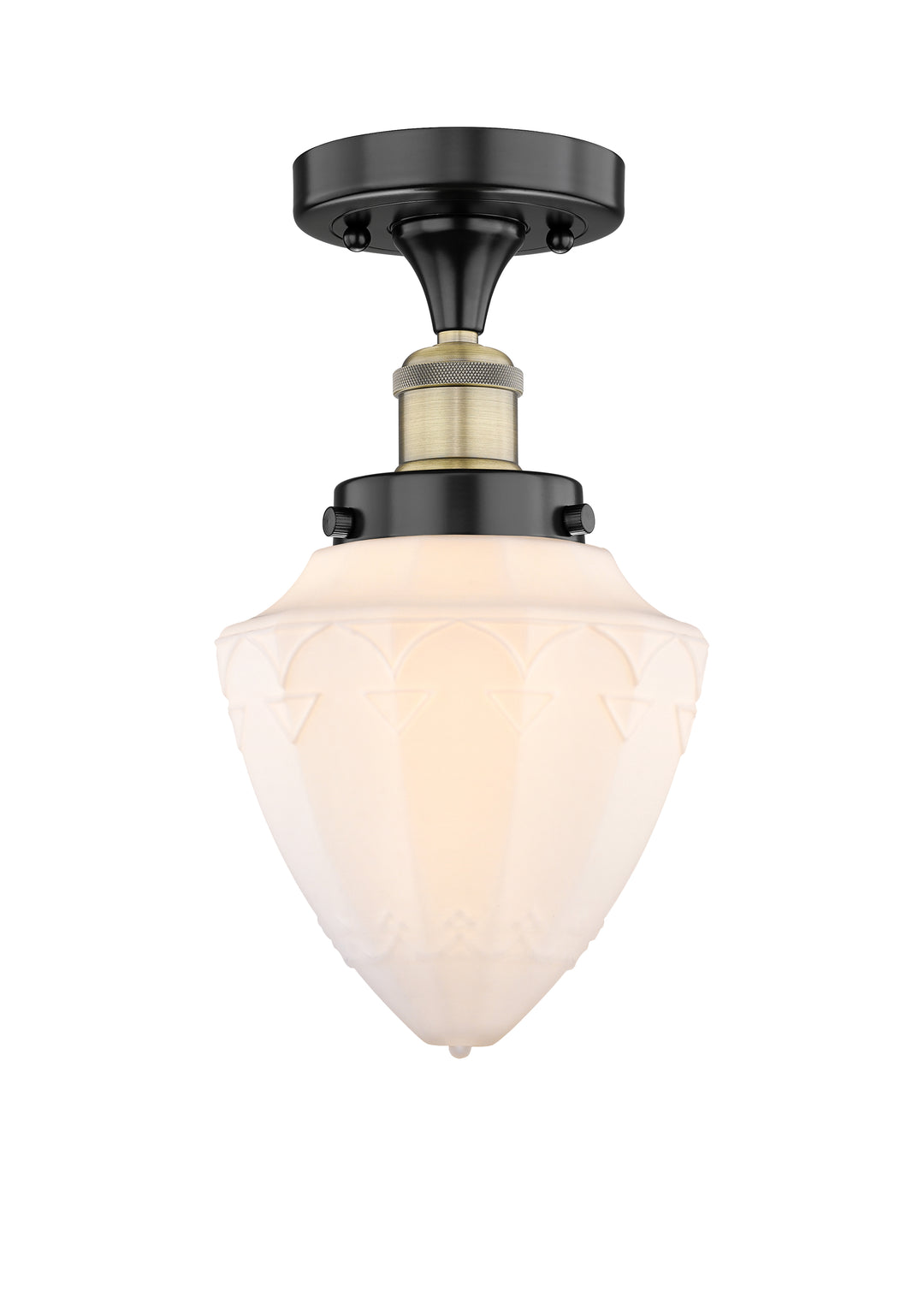 Innovations Lighting Bullet 7" Semi-Flush Mount - Black Antique Brass Ceiling Semi Flush Mounts Innovations Lighting Matte White ; Glass Type: Frosted  