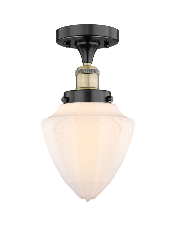 Innovations Lighting Bullet 7" Semi-Flush Mount - Black Antique Brass Ceiling Semi Flush Mounts Innovations Lighting Matte White ; Glass Type: Frosted  