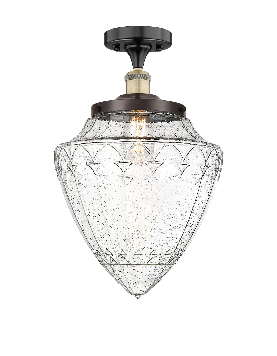 Innovations Lighting Bridgeton 15.75" Semi-Flush Mount Ceiling Semi Flush Mounts Innovations Lighting Black Antique Brass Seedy ; Glass Type: Seeded 