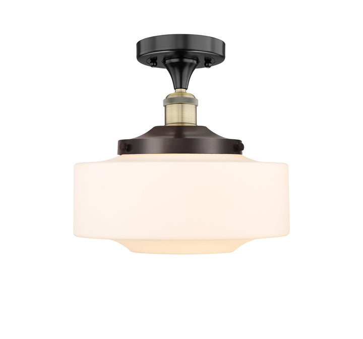 Innovations Lighting Bridgeton 12" Semi-Flush Mount - Black Antique Brass Ceiling Semi Flush Mounts Innovations Lighting Matte White ; Glass Type: Frosted  