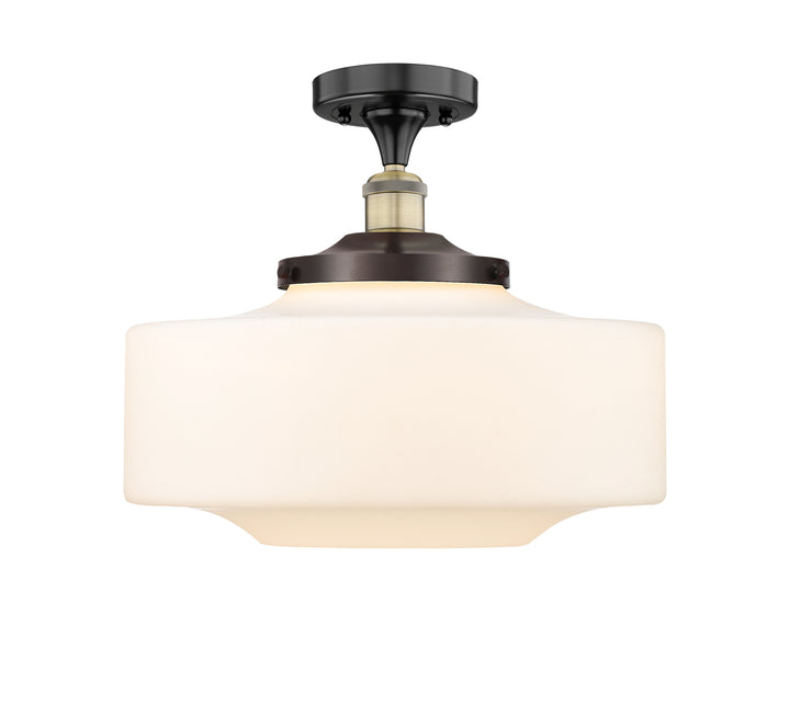 Innovations Lighting Bridgeton 16" Semi-Flush Mount - Black Antique Brass Ceiling Semi Flush Mounts Innovations Lighting Matte White ; Glass Type: Frosted  