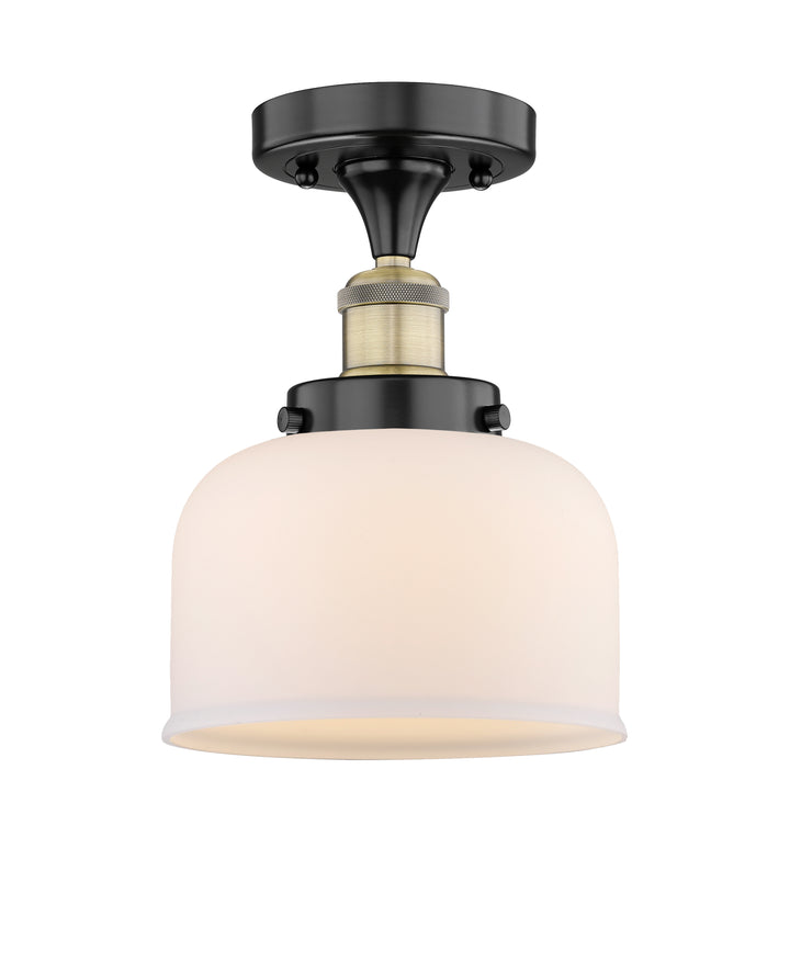 Innovations Lighting Bell 8" Semi-Flush Mount - Black Antique Brass Ceiling Semi Flush Mounts Innovations Lighting Matte White ; Glass Type: Frosted  