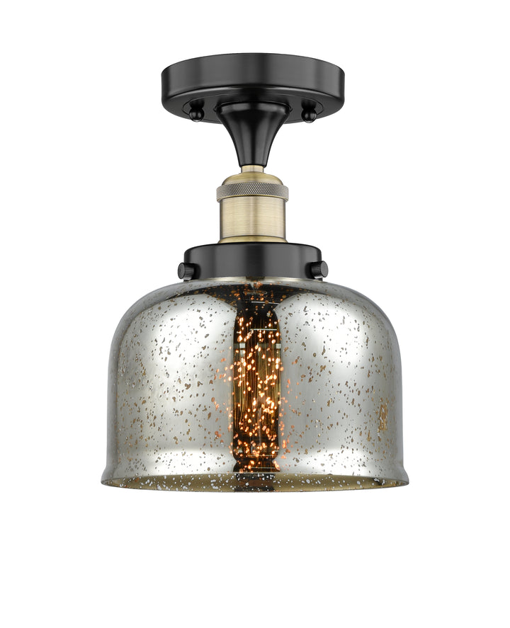 Innovations Lighting Bell 8" Semi-Flush Mount - Black Antique Brass Ceiling Semi Flush Mounts Innovations Lighting Silver Plated Mercury ; Glass Type: Mercury  