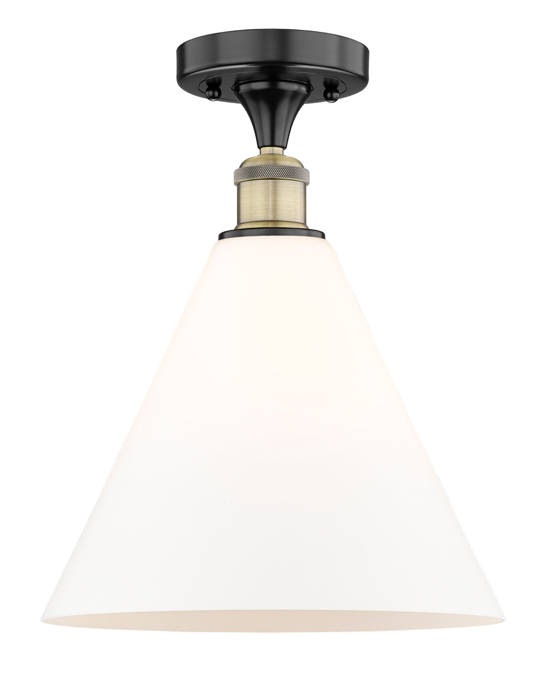 Innovations Lighting Berkshire Glass 12" Semi-Flush Mount - Black Antique Brass Ceiling Semi Flush Mounts Innovations Lighting Matte White ; Glass Type: White  