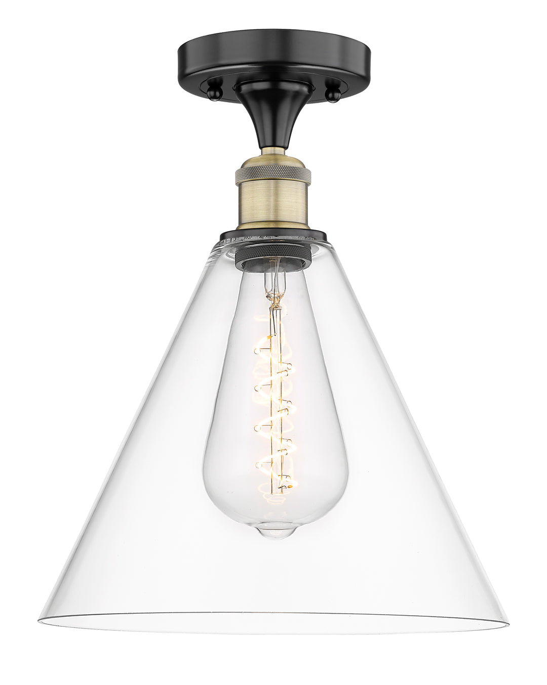 Innovations Lighting Berkshire Glass 12" Semi-Flush Mount - Black Antique Brass Ceiling Semi Flush Mounts Innovations Lighting Clear ; Glass Type: Clear  