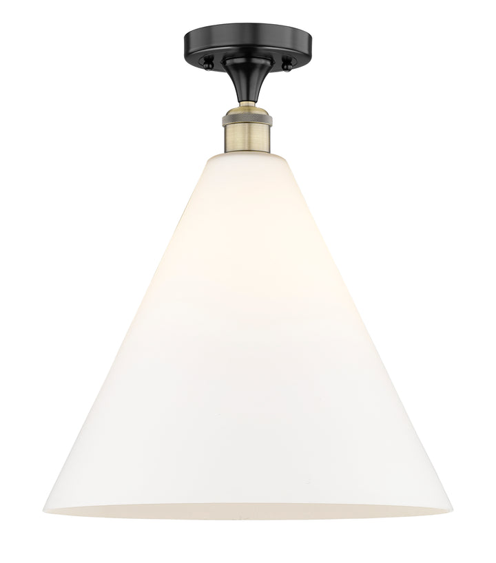 Innovations Lighting Berkshire Glass 16" Semi-Flush Mount - Black Antique Brass Ceiling Semi Flush Mounts Innovations Lighting Matte White ; Glass Type: White  