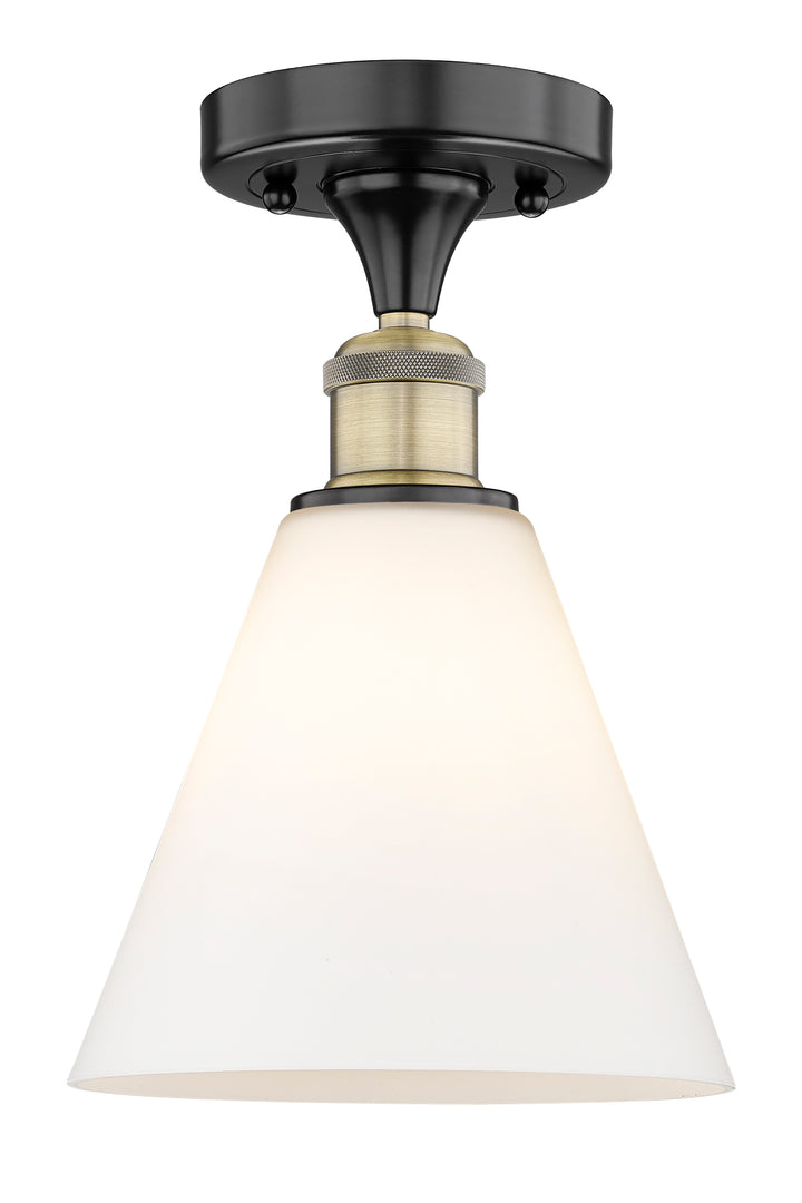 Innovations Lighting Berkshire Glass 8" Semi-Flush Mount - Black Antique Brass Ceiling Semi Flush Mounts Innovations Lighting Matte White ; Glass Type: White  