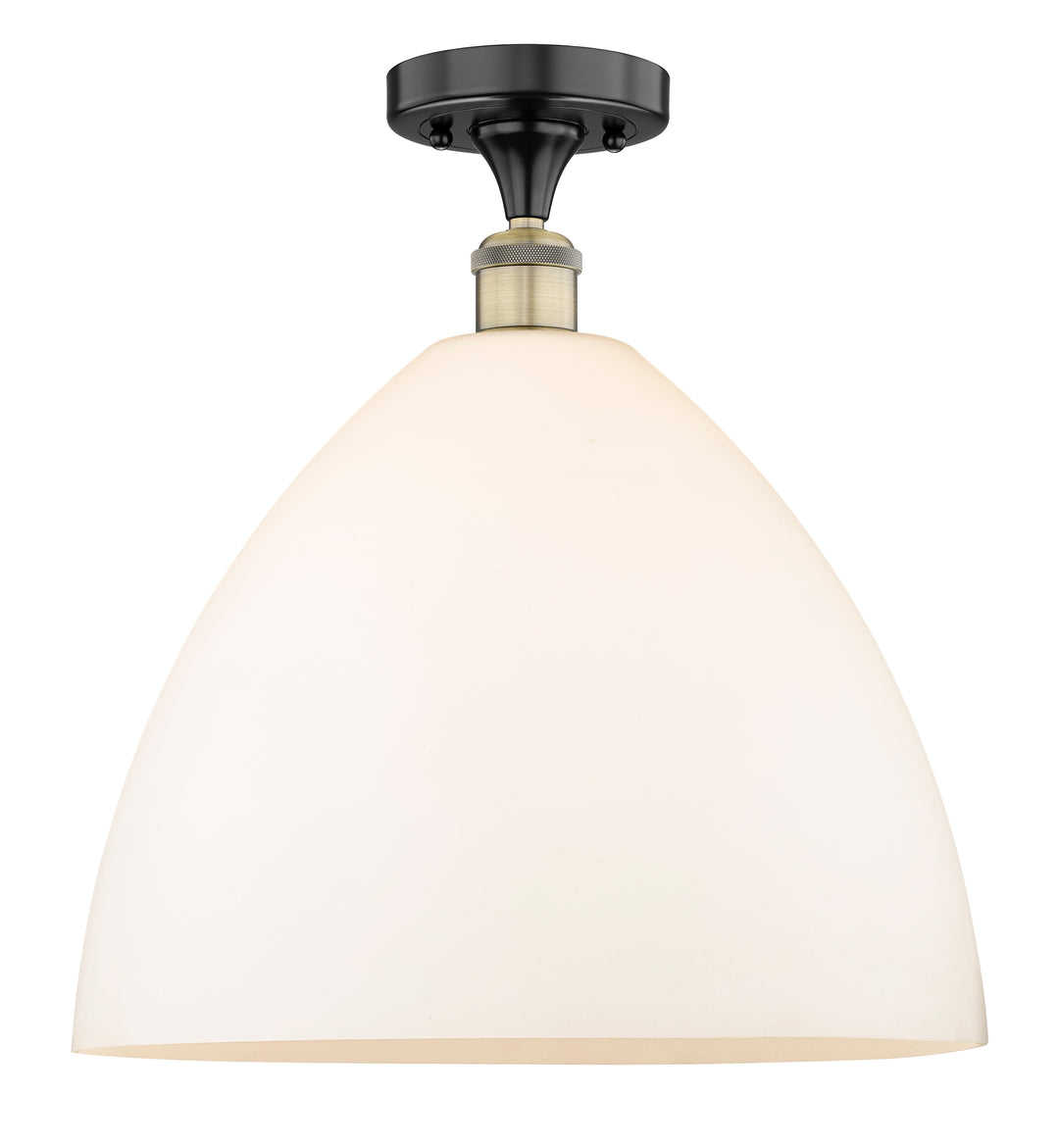 Innovations Lighting Bristol 16" Semi-Flush Mount - Black Antique Brass Ceiling Semi Flush Mounts Innovations Lighting Matte White ; Glass Type: White  