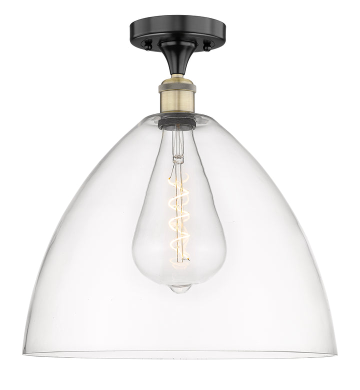 Innovations Lighting Bristol 16" Semi-Flush Mount - Black Antique Brass Ceiling Semi Flush Mounts Innovations Lighting Clear ; Glass Type: Clear  