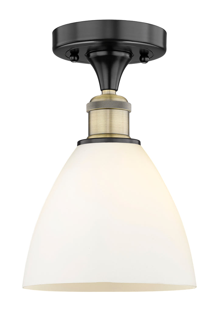 Innovations Lighting Bristol 7.5" Semi-Flush Mount - Black Antique Brass Ceiling Semi Flush Mounts Innovations Lighting Matte White ; Glass Type: White  