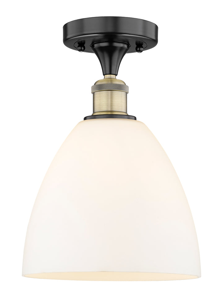 Innovations Lighting Bristol 9" Semi-Flush Mount - Black Antique Brass Ceiling Semi Flush Mounts Innovations Lighting Matte White ; Glass Type: White  