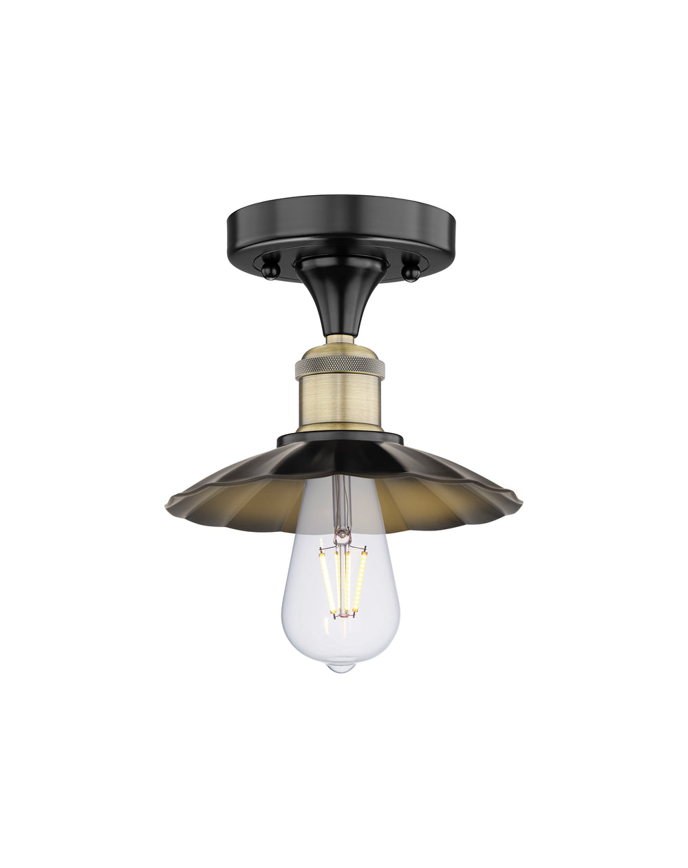 Innovations Lighting Scallop 7.5" Semi-Flush Mount - Black Antique Brass