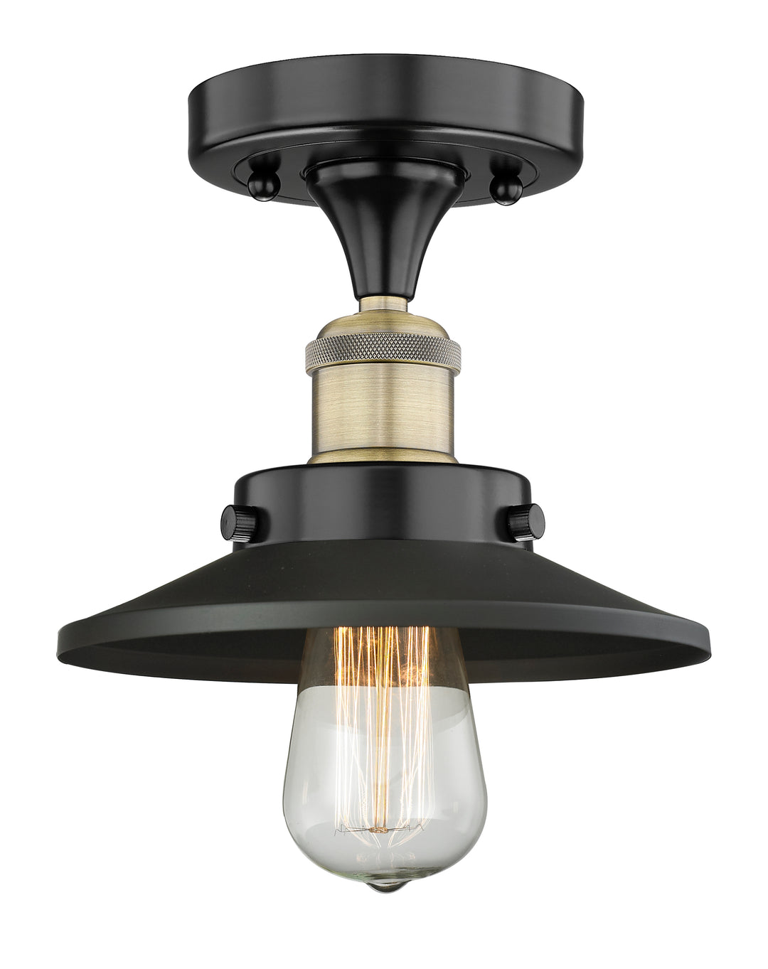 Innovations Lighting Railroad 8" Semi-Flush Mount - Black Antique Brass