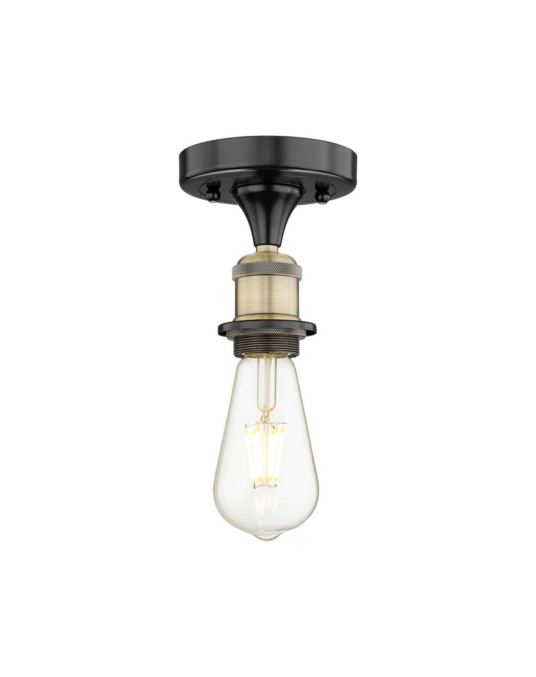 Innovations Lighting Bare Bulb Semi-Flush Mount - Black Antique Brass Ceiling Semi Flush Mounts Innovations Lighting Default Title  