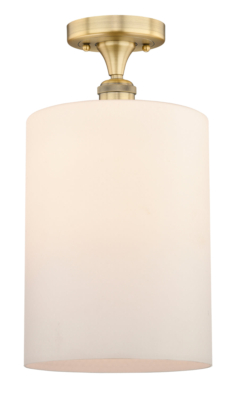 Innovations Lighting Cobbleskill 9" Semi-Flush Mount - Brushed Brass Ceiling Semi Flush Mounts Innovations Lighting Matte White ; Glass Type: White; Water  