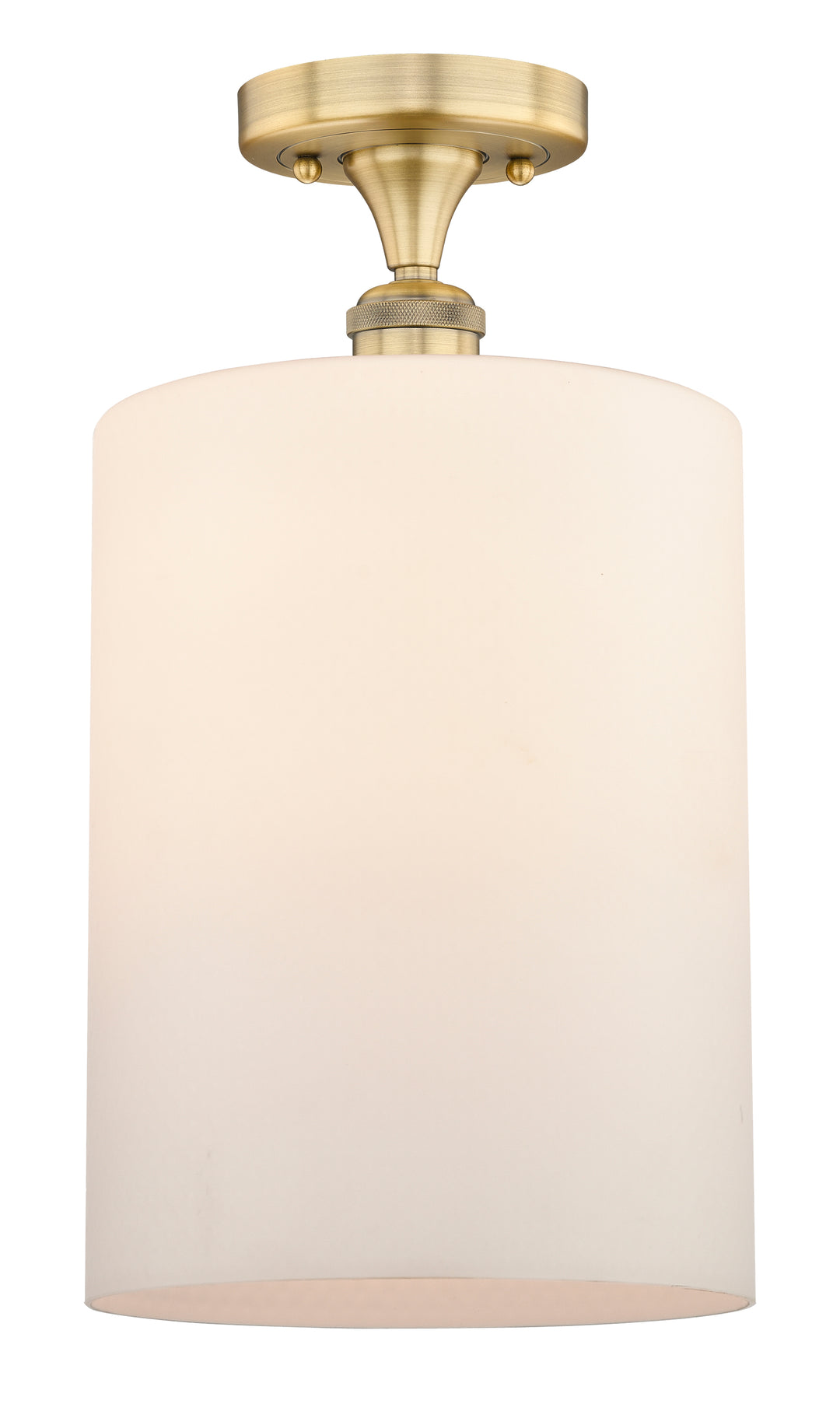 Innovations Lighting Cobbleskill 9" Semi-Flush Mount - Brushed Brass Ceiling Semi Flush Mounts Innovations Lighting Matte White ; Glass Type: White; Water  